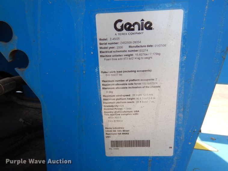 image for item DL8061 2006 Genie Z45/25J  boom lift