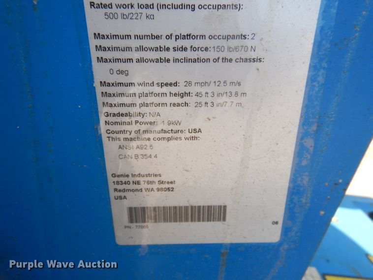 image for item DL8061 2006 Genie Z45/25J  boom lift