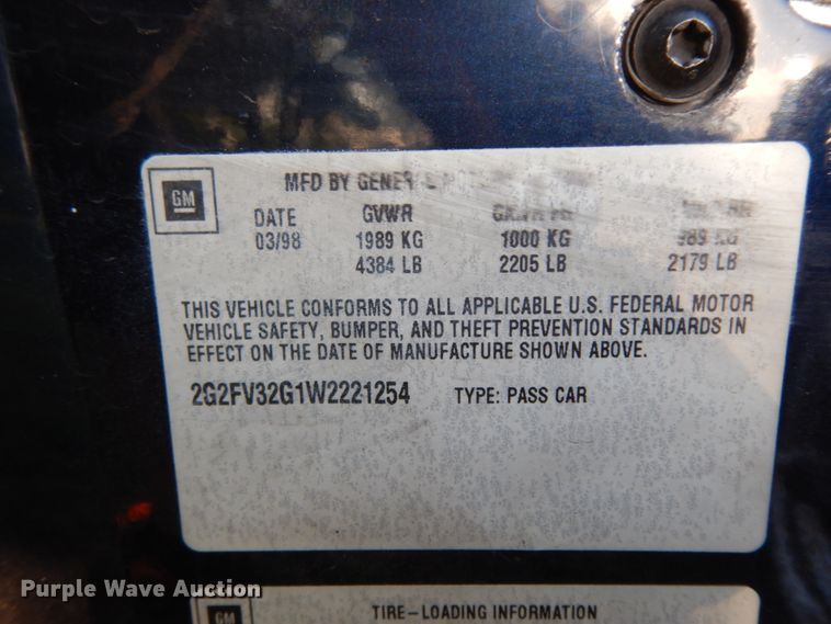 image for item DM2965 1998 Pontiac Trans Am  convertible