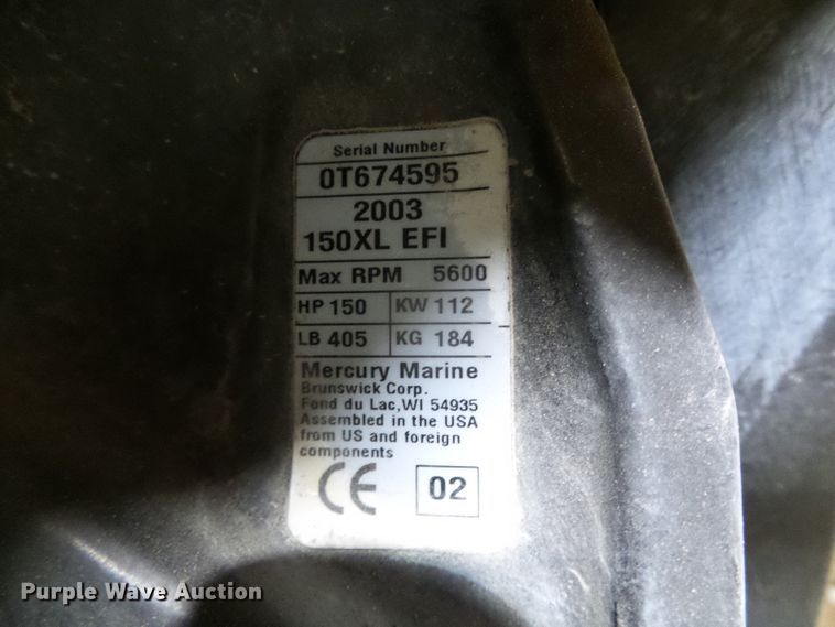 image for item GR9435 (2) 2003 Mercury EFI outboard boat engines