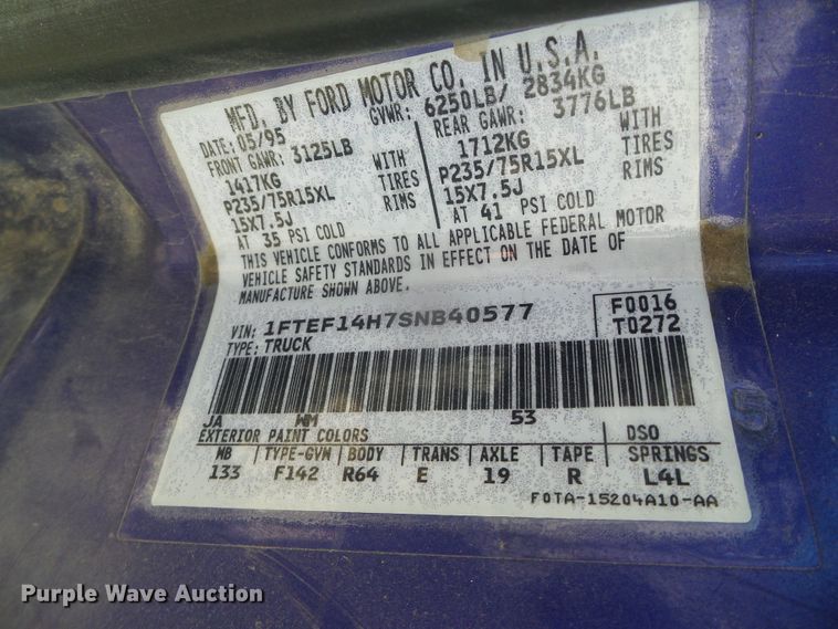 image for item GR9436 1995 Ford F150  pickup truck