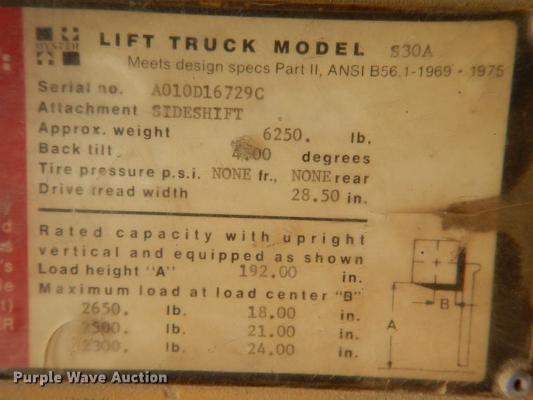 image for item HC9273 Hyster S30A  forklift