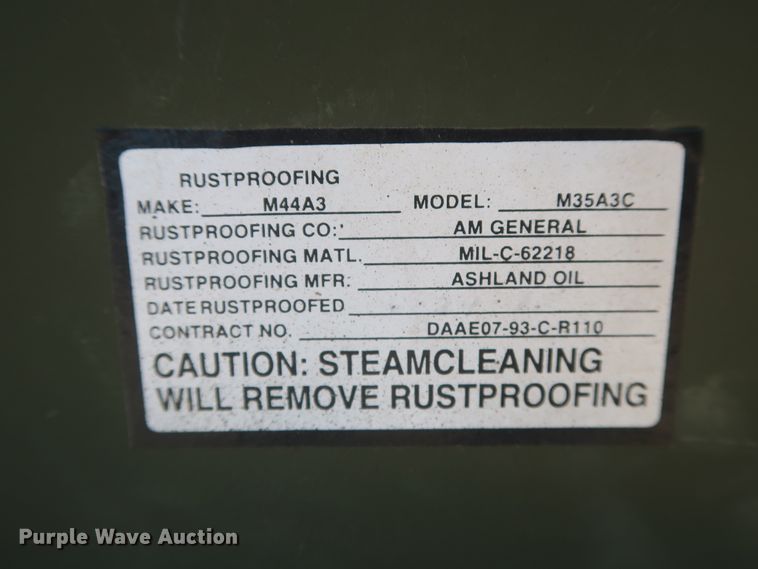 image for item HK9701 1993 Am General M35A3C  military box truck