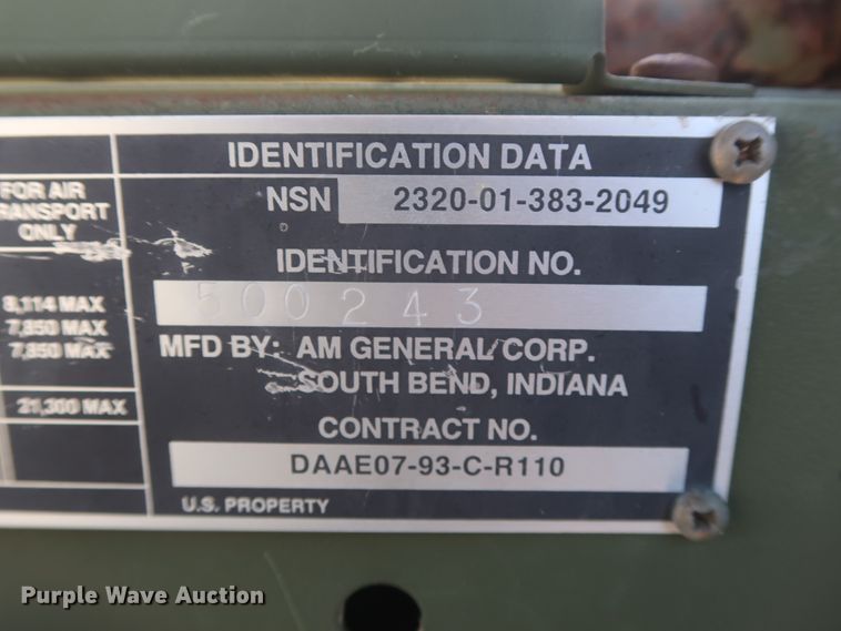 image for item HK9701 1993 Am General M35A3C  military box truck