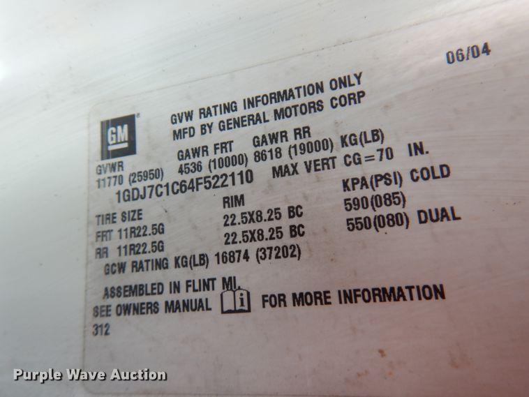 image for item HR9249 2004 GMC C7500  forestry bucket truck