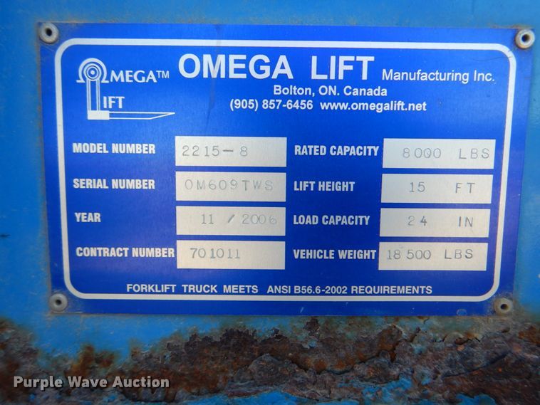 image for item IA9746 2006 Omega-lift 2215-8  forklift
