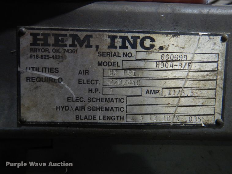 image for item IA9752 HE&M H90A-B/F  band saw