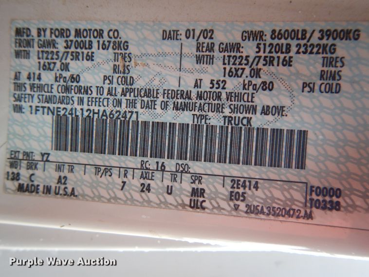 image for item ID9791 2002 Ford Econoline E250  van