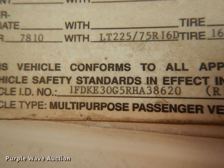 image for item IL9314 1994 Ford Econoline E350  RV