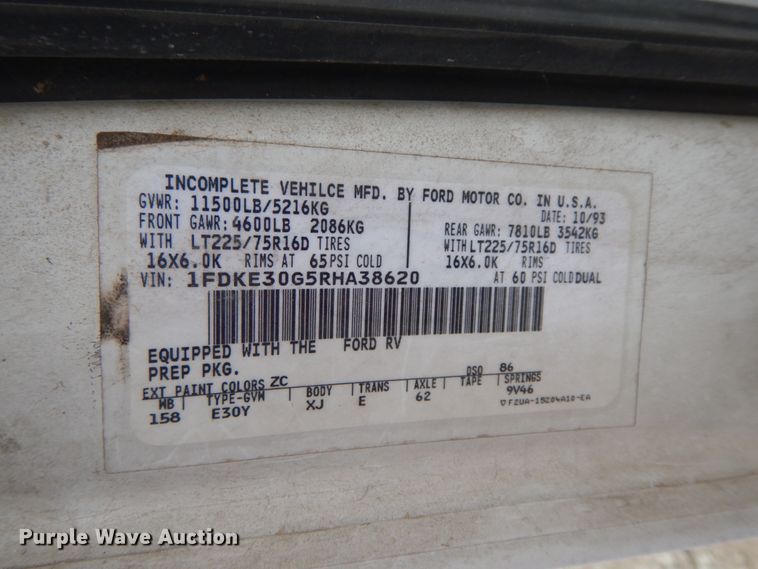 image for item IL9314 1994 Ford Econoline E350  RV