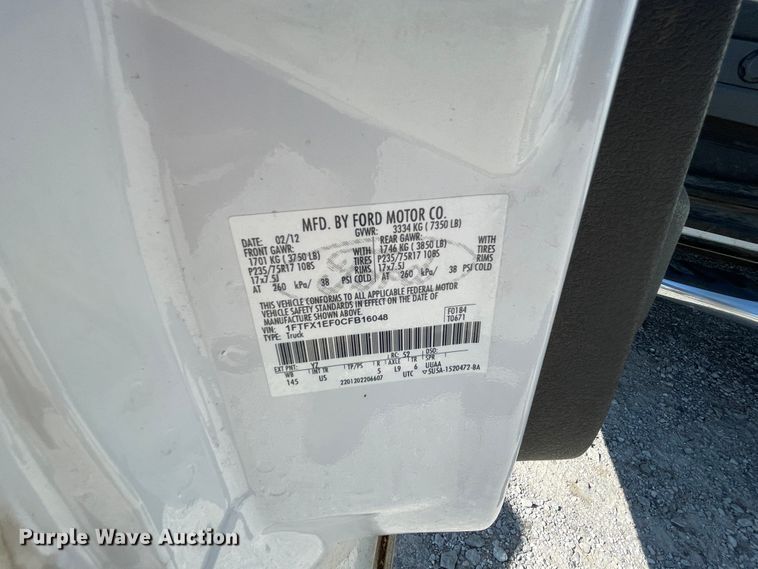 image for item IR9959 2012 Ford F150  SuperCab pickup truck