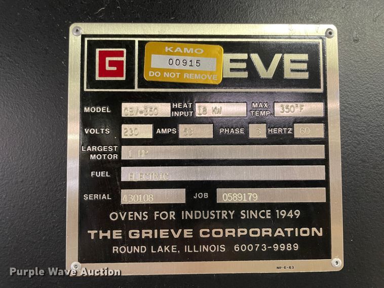 image for item IR9965 Grieve CBV-350 oven