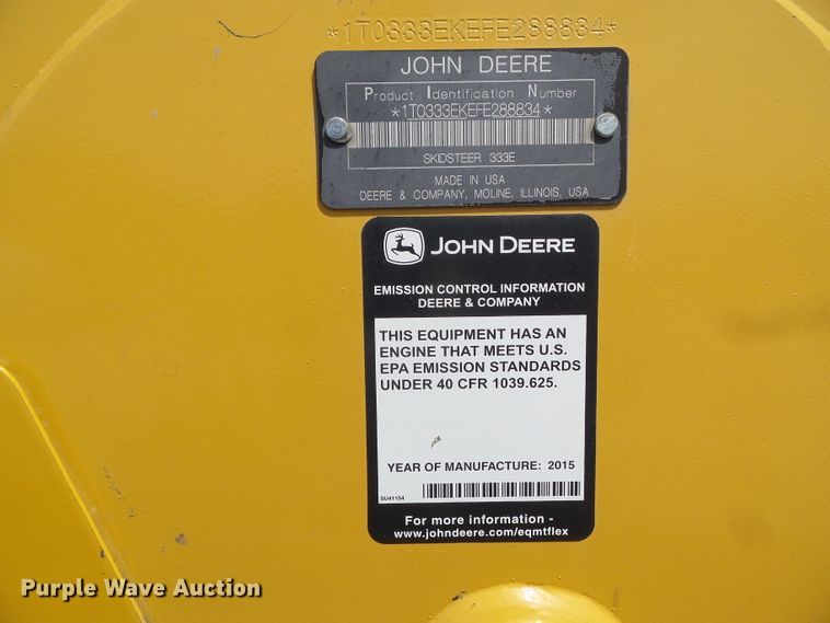 image for item DA7106 2016 John Deere 333E  tracked skid steer loader