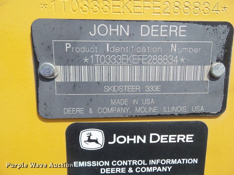 image for item DA7106 2016 John Deere 333E  tracked skid steer loader