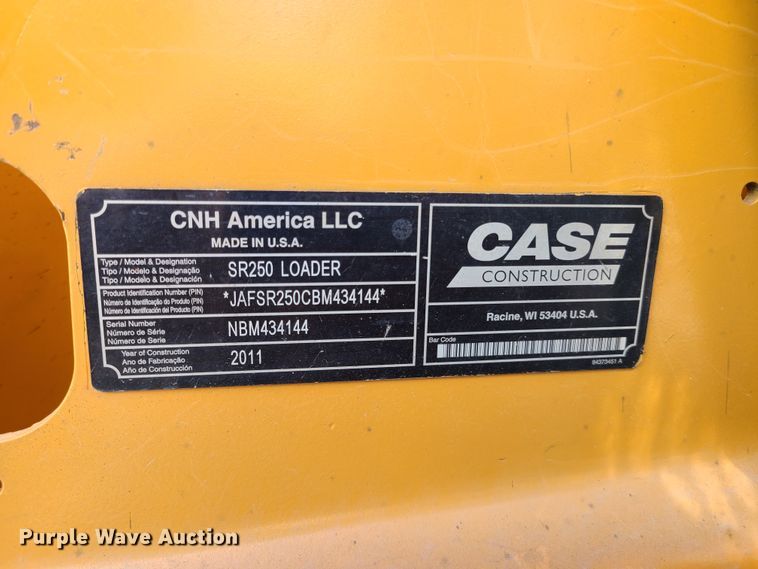 image for item DH5997 2011 Case SR250  skid steer loader