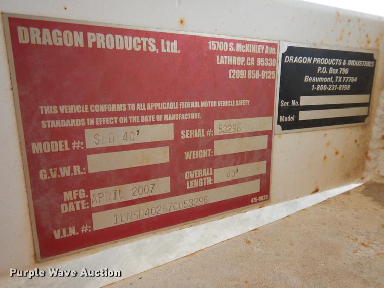 image for item DI6521 2007 Dragon SBD40  bottom dump trailer