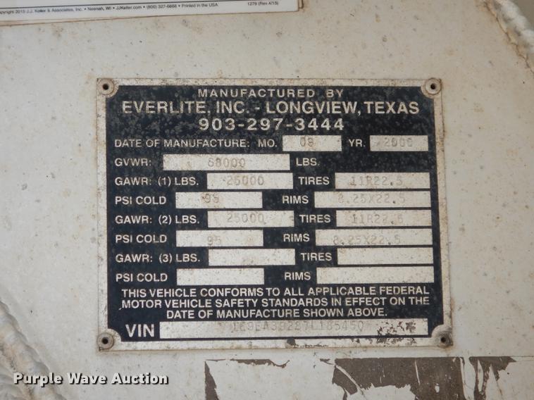 image for item DI6594 2007 Everlite Advantage Alumitech  end dump trailer