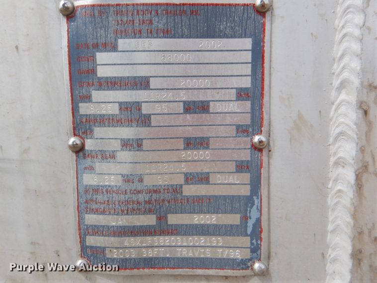 image for item DK5624 2003 Travis Body  end dump trailer