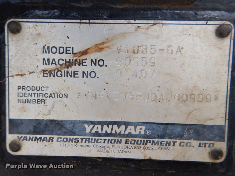 image for item DK5673 2014 Yanmar VIO35-6A  mini excavator