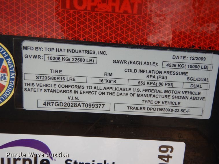 image for item DM2949 2010 Top Hat  end dump trailer