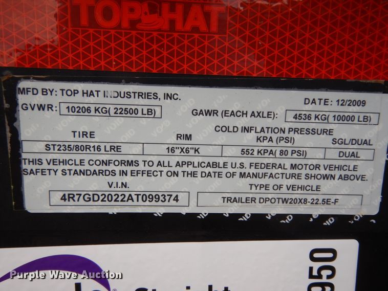 image for item DM2950 2010 Top Hat  end dump trailer