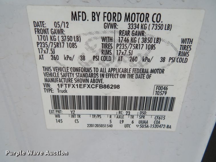 image for item DN5832 2012 Ford F150  SuperCab pickup truck