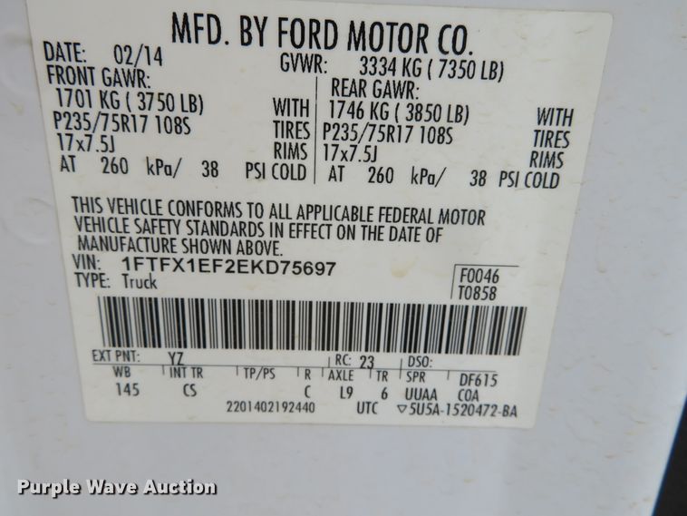 image for item DN5834 2014 Ford F150 XL  SuperCab pickup truck