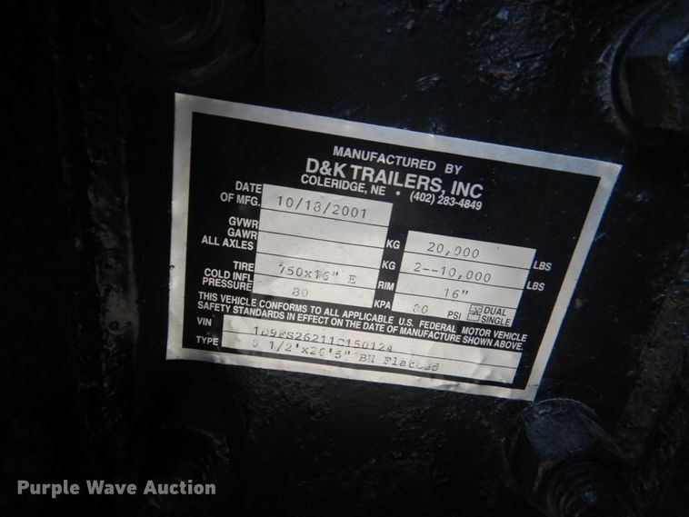image for item HE9552 2001 D&K  equipment trailer