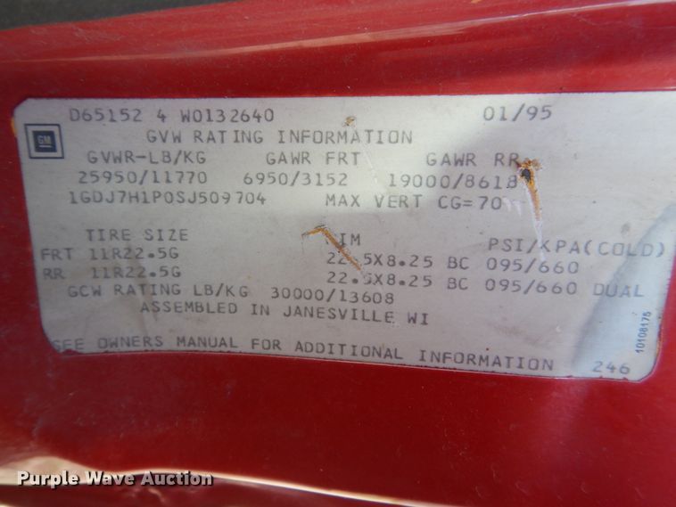 image for item HE9636 1995 GMC TopKick  chipper truck