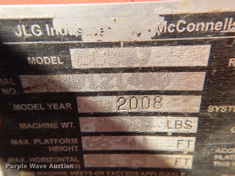 image for item HE9685 2008 JLG 660SJ  boom lift