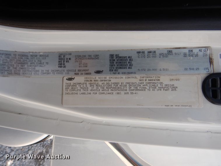 image for item HT9251 2004 Sterling L-Line  vacuum truck