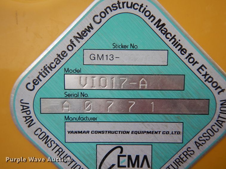 image for item ID9779 2016 Yanmar VIO17-A  mini excavator