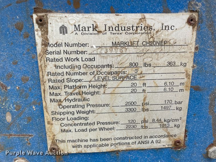 image for item IR9871 Mark Lift CH20NEP  scissor lift