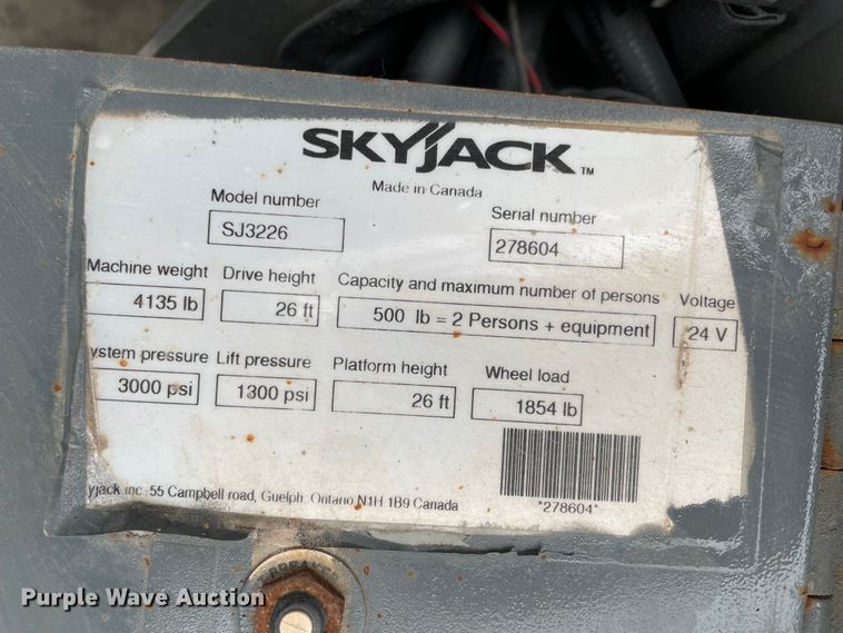 image for item IR9966 2007 Skyjack SJIII 3226  scissor lift