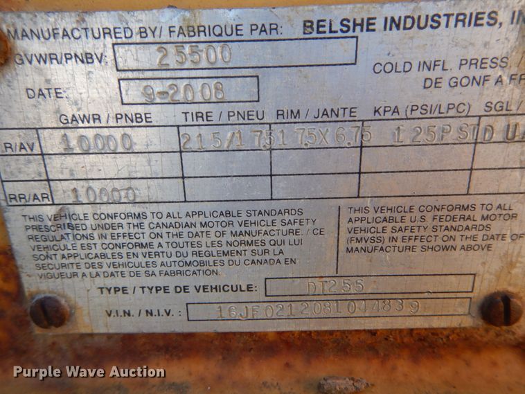 image for item IY9713 2008 Belshe DT255  equipment trailer
