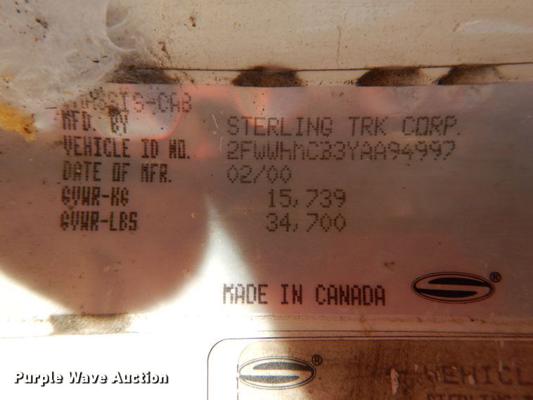 image for item IY9716 2000 Sterling A9500  flatbed truck