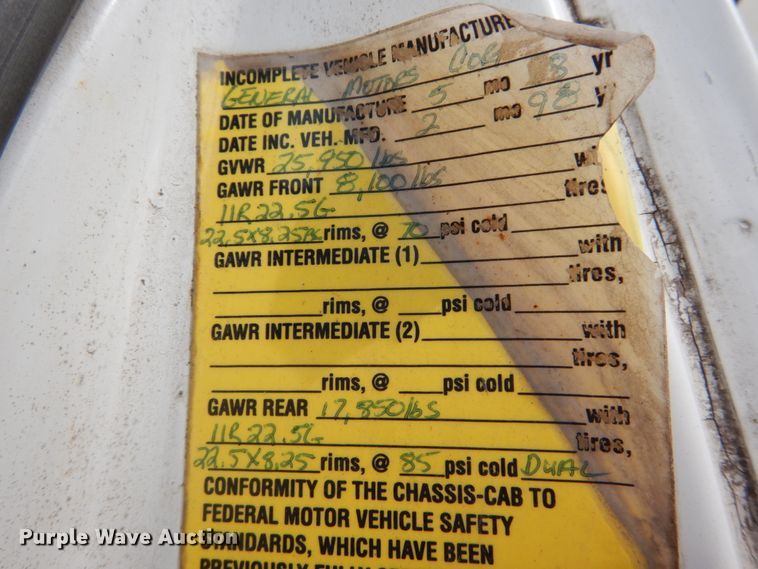 image for item IY9721 1998 GMC C6500  dump truck