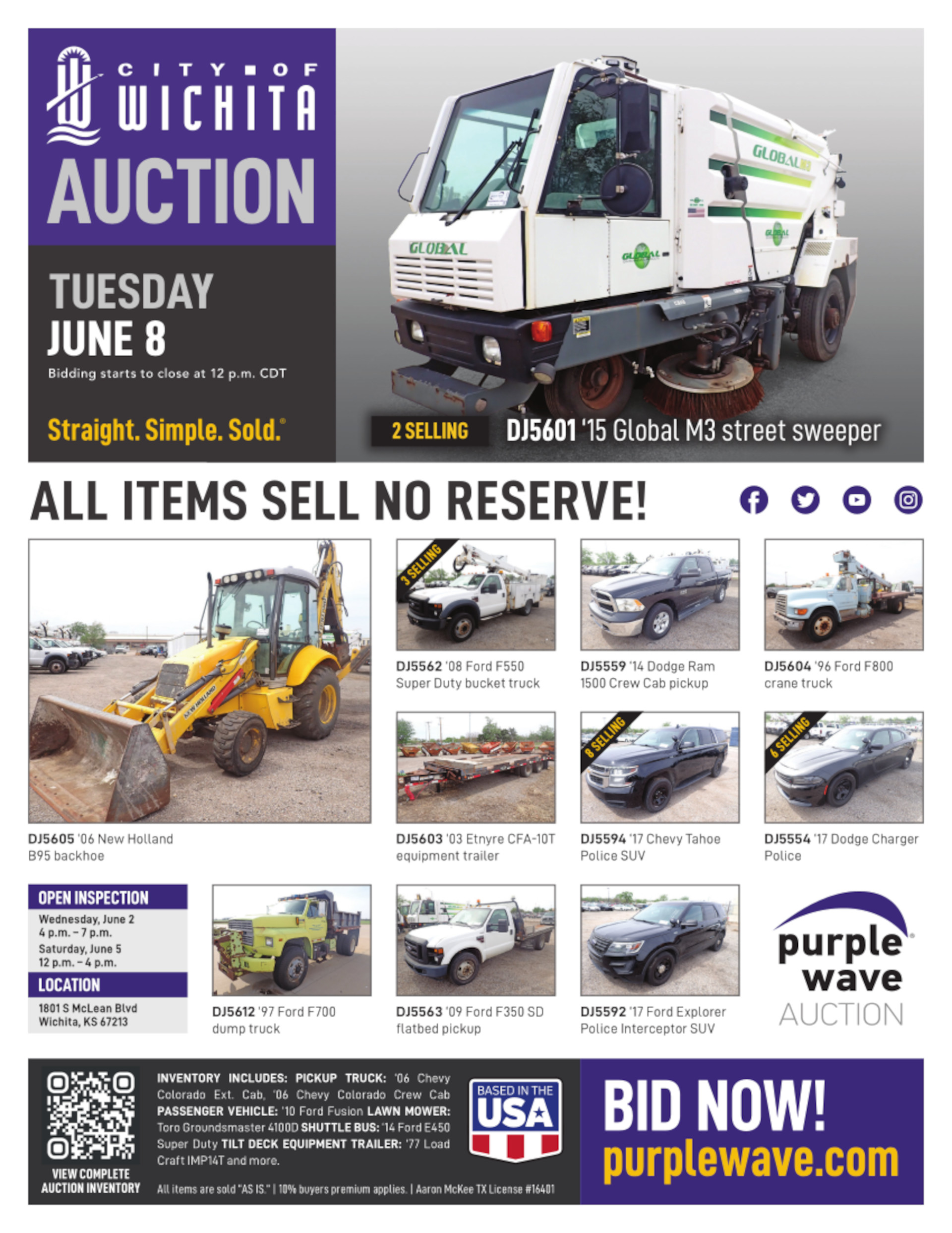 SOLD! City of Wichita Auction Items Sold 682021 Purple Wave