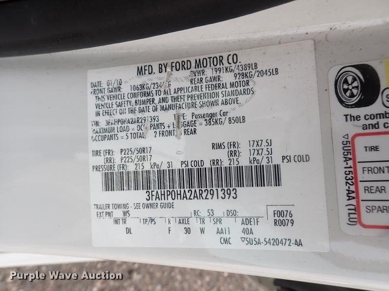 image for item DJ5553 2010 Ford Fusion