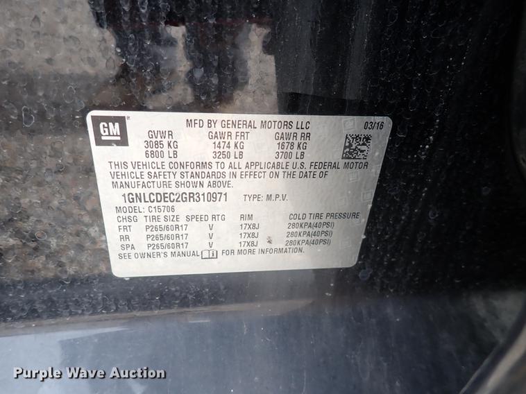 image for item DJ5565 2016 Chevrolet Tahoe Police  SUV