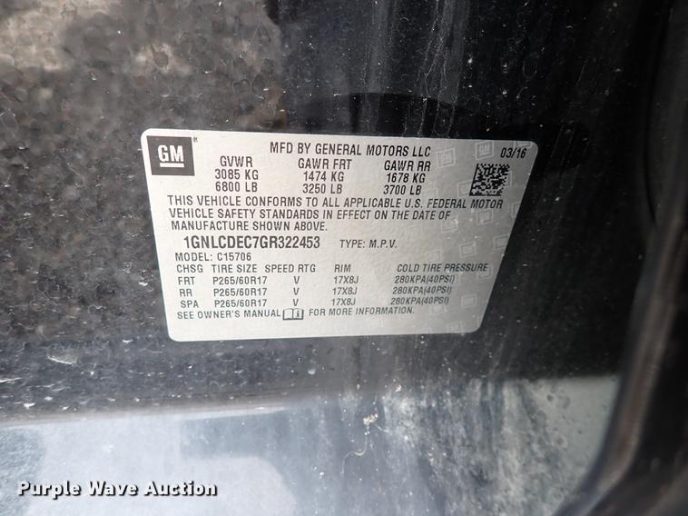 image for item DJ5566 2016 Chevrolet Tahoe Police  SUV