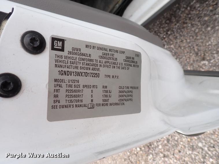 image for item DJ5591 2007 Chevrolet Uplander  van