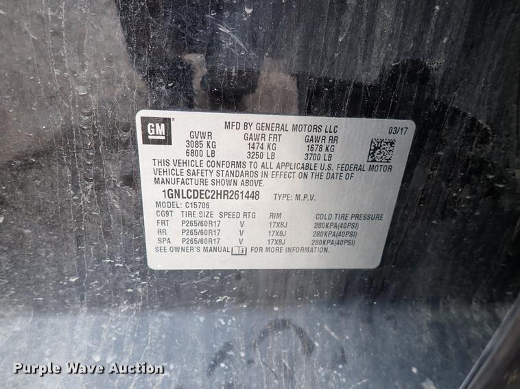 image for item DJ5594 2017 Chevrolet Tahoe Police  SUV