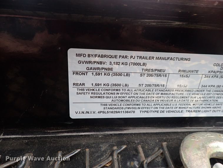 image for item DJ5621 2010 PJ  utility trailer