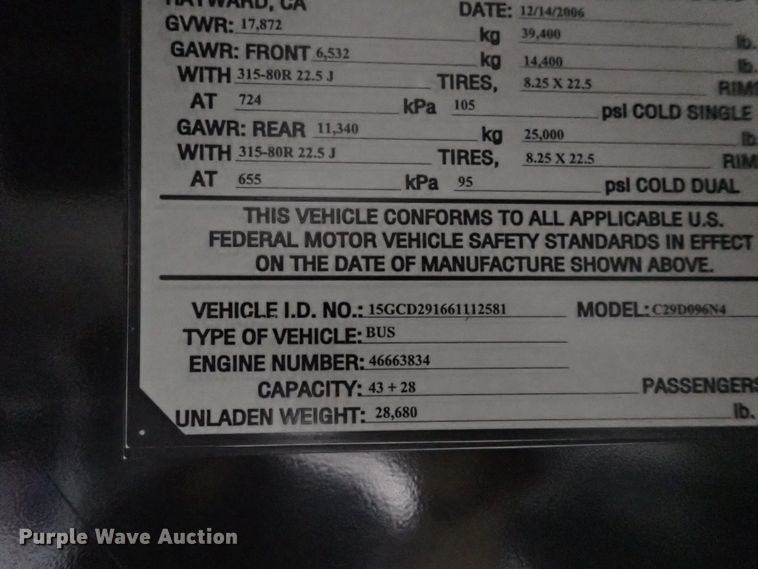 image for item DJ5627 2006 Gillig Phantom C29D096N4  transit bus