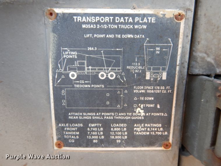 image for item DC2137 1993 Am General M35A3  flatbed truck