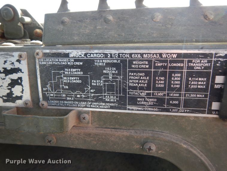 image for item DC2137 1993 Am General M35A3  flatbed truck