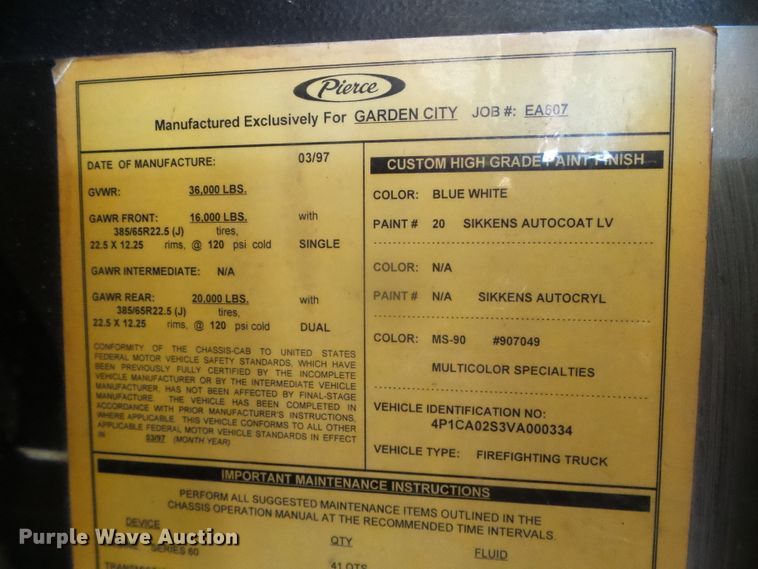 image for item DI5589 1997 Pierce  rescue vehicle