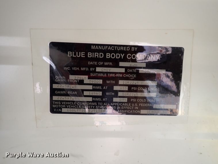 image for item DJ5728 2002 Chevrolet Bluebird  school bus