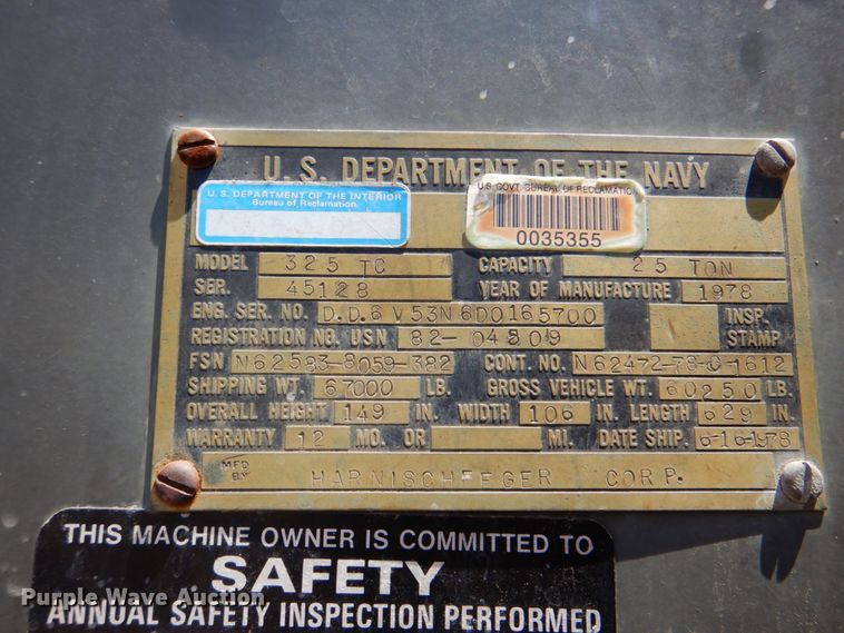 image for item DK5658 1978 Harnischfeger 325TC  truck crane